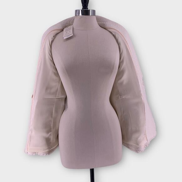 NWT Mango Ivory Double-Breasted Tweed Blazer Pearl Gold Buttons XS - Picture 4 of 16